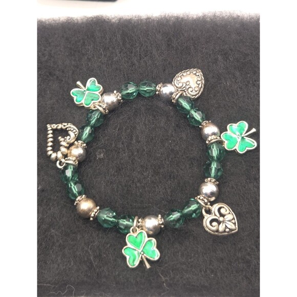 IRISH CELTIC Lucky Charm Beaded Bracelet - Beads St Patrick Elastic Stretch - Picture 1 of 4